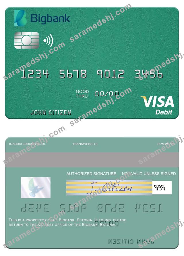 Estonia Bigbank visa debit card